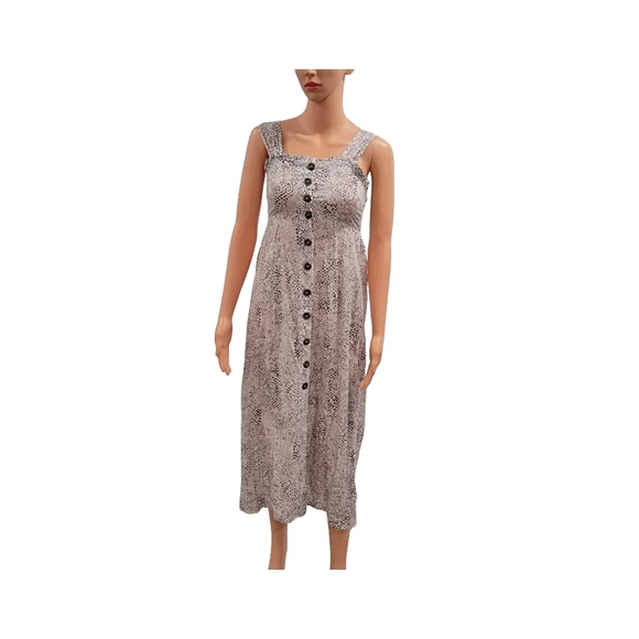 Button-Front Snakeskin Midi Dress - Picture 3 of 7